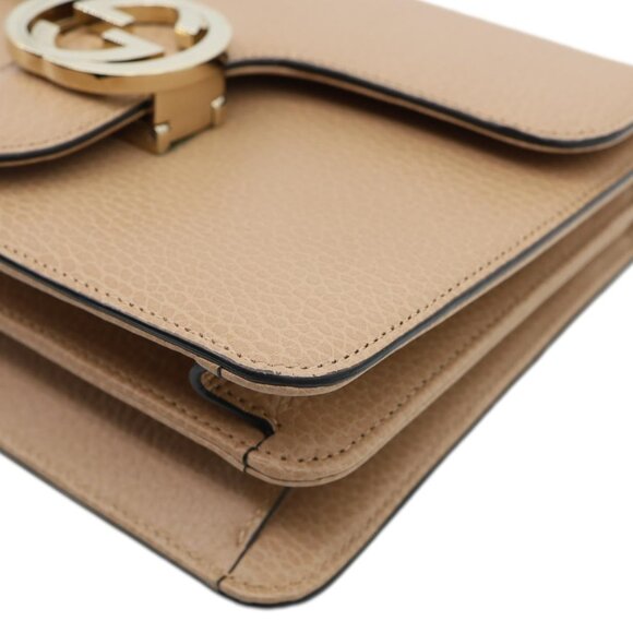 Gucci  Interlocking GG Small Dollar Calfskin Leather Crossbody Bag Beige - Picture 8 of 16